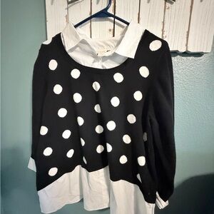 Chico's Black and White Polka Dot Sweater